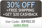 30% Off + Free Shipping + $20 Cash Back on All Eyeglasses and Sunglasses!