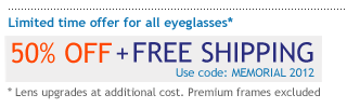 50% Off + Free Shipping on All Eyeglasses and Sunglasses!