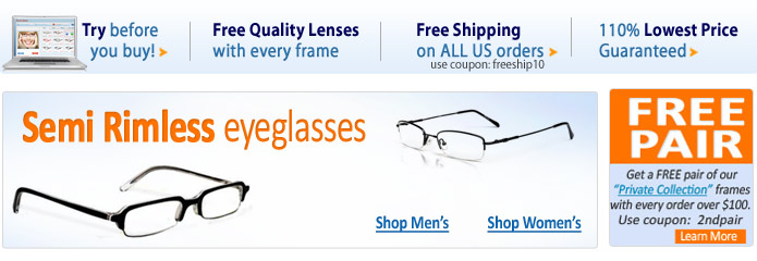 rimless sunglasses for men. Men Semi-Rimless Glasses