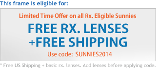 Free Rx. lenses + free shipping for all sunglasses!